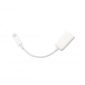 White USB A 2.0 Female to Lightning B Male On-The-Go (OTG)Adapter Data Cable
